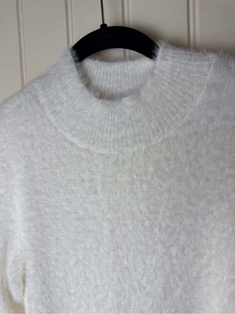 No Boundaries Women’s Long Eyelash Sweater Dress White Soft Fuzzy Mock Neck - Picture 5 of 10